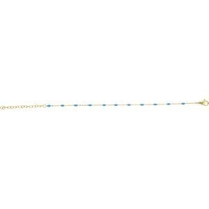 Bracelet Acier Jaune Olives Email Turquoise 2mm Chaîne 1.2mm 16 à 20cm