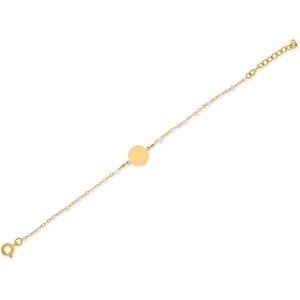 Bracelet Plaqué Or Dollar Des Sables 10mm Email Blanc 1.7mm Chaîne 1.5mm 15 à 18cm