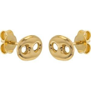 Boucles D'oreilles Or 375 Maille Grain De Café Diamanté7*10mm FermoirOr 375Silicone