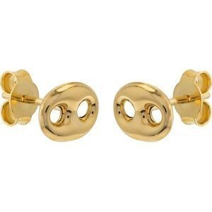 Boucles D'oreilles Or 375 Maille Grain De Café Diamanté7*10mm FermoirOr 375Silicone