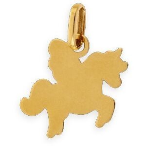 Pendentif Or 375 Licorne Email Pailleté 12*15mm Avec Bélière