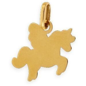 Pendentif Or 375 Licorne Email Pailleté 12*15mm Avec Bélière