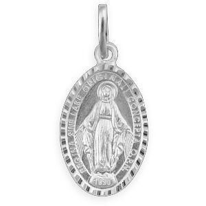 Médaille Miraculeuse Argent 925 Ovale Diamantée 15*30mm Avec Bélière