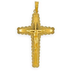 Croix Christ Or 375 27.5*49mm Avec Bélière
