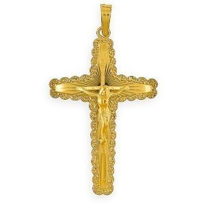 Croix Christ Or 375 27.5*49mm Avec Bélière