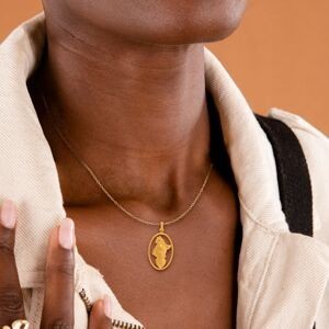 Pendentif Or 375 Tête Antillaise Cerclée 15*30mm Avec Bélière