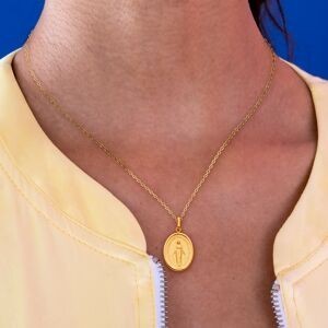 Médaille Or 375 Ovale Vierge Miraculeuse 16.5*28mm Avec Bélière