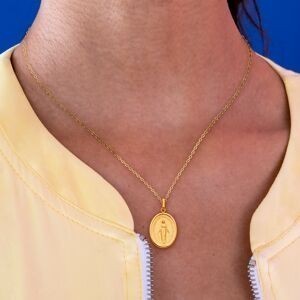 Médaille Or 375 Ovale Vierge Miraculeuse 16.5*28mm Avec Bélière