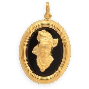 Pendentif Or 375 Onyx Antillaise Ovale 20*30mm Avec Bélière