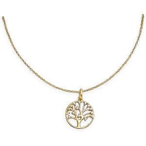 Pendentif Plaqué Or Arbre De Vie Zirconium 16*20mm Avec Bélière
