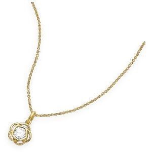 Pendentif Plaqué Or Nœud Zirconium 11*17mm Avec Bélière