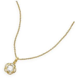 Pendentif Plaqué Or Nœud Zirconium 11*17mm Avec Bélière