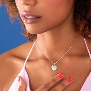Pendentif Or 375 Cœur Swarovski Petit Modèle 17.5* 23mm Avec Bélière