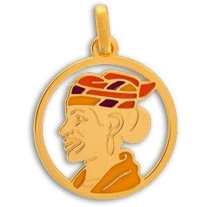 Pendentif Or 750 Cayennaise  Email 15.6*20mm Avec Bélière