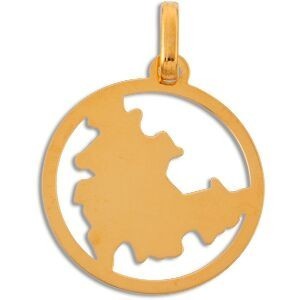 Pendentif Or 750 Carte Saint Barth Email Pailleté Cerclé  16*20mm Avec Bélière