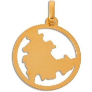 Pendentif Or 750 Carte Saint Barth Email Pailleté Cerclé  16*20mm Avec Bélière