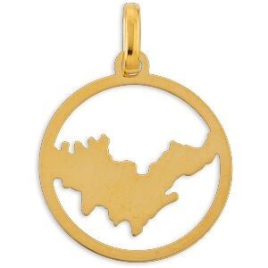 Pendentif Or 750 Carte Saint Martin Email Pailleté Cerclé 16*20mm Avec Bélière