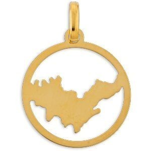 Pendentif Or 750 Carte Saint Martin Email Pailleté Cerclé 16*20mm Avec Bélière