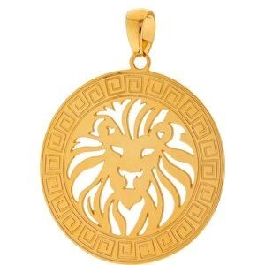 Pendentif Or 375 Lion Cercle Etrusque 25*30mm Avec Bélière