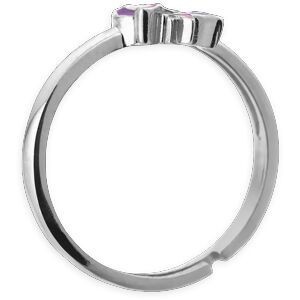 Bague Ajustable Argent 925 Licorne 6.5*8.5mm Email Rose Violet Blanc Corps 2mm