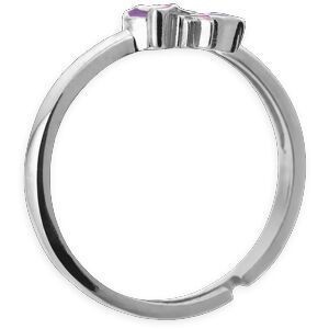 Bague Ajustable Argent 925 Licorne 6.5*8.5mm Email Rose Violet Blanc Corps 2mm