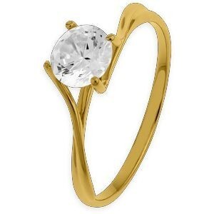 Bague Solitaire Or 750 Zirconium 6mm Taille 54 Corps 0.9mm Au Plus Etroit