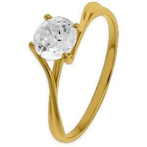 Bague Solitaire Or 750 Zirconium 6mm Taille 58 Corps 0.9mm Au Plus Etroit
