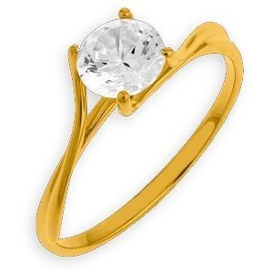 Bague Solitaire Or 750  Zirconium 6mm Taille 60 Corps 0.9mm Au Plus Etroit