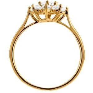 Bague Fleur Zirconium 11mm Or 750 Taille 60 Corps 2mm Au Plus Etroit