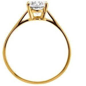 Bague Solitaire Zirconium Ovale 6*8mm Or 750 Taille 54 Corps 1.3mm Au Plus Etroit