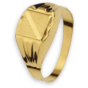 Chevalière Or 750 Carrée Satinée 6mm Corps 2mm Au Plus Etroit Taille 58