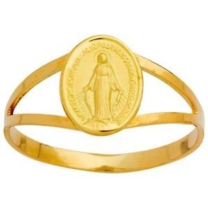 Bague Or 750 Médaille Miraculeuse 7.5*10.5mm Taille 54 Corps 2mm Au Plus Etroit