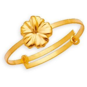 Bague Or 375 Hibiscus Ajustable Taille 52  à 58