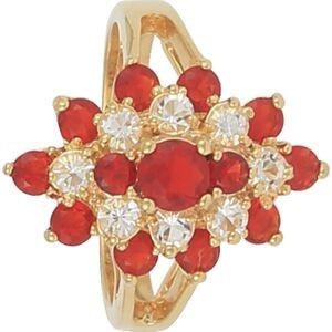 Bague Plaqué Or 18*23mm Zirconium Cristal Grenat Corps 2.2mm Au Plus Etroit Taille 56