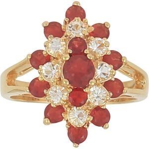 Bague Plaqué Or 18*23mm Zirconium Cristal Grenat Corps 2.2mm Au Plus Etroit Taille 60