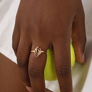 Bague Plaqué Or Nœud Forçat Antillais 15*10mm Corps 2mm Au Plus Etroit Taille 62