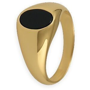 Chevalière Plaqué Or Ovale Onyx 7*10mm Corps 3.5mm Au Plus Etroit Taille 58