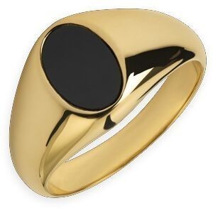 Chevalière Plaqué Or Ovale Onyx 7*10mm Corps 3.5mm Au Plus Etroit Taille 66