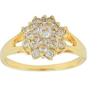 Bague Plaqué Or Chou Zirconium 15mm Corps 1.4mm Au Plus Etroit Taille 54