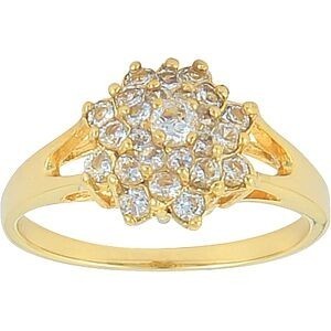 Bague Plaqué Or Chou Zirconium 15mm Corps 1.4mm Au Plus Etroit Taille 56