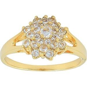 Bague Plaqué Or Chou Zirconium 15mm Corps 1.4mm Au Plus Etroit Taille 60