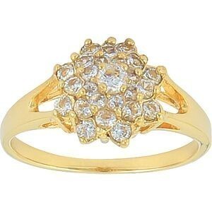 Bague Plaqué Or Chou Zirconium 15mm Corps 1.4mm Au Plus Etroit Taille 60