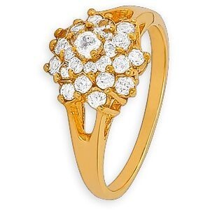Bague Plaqué Or Chou Zirconium 15mm Corps 1.4mm Au Plus Etroit Taille 62