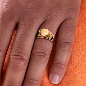 Chevalière Plaqué Or Ovale 13mm Corps 4.2mm Au Plus Etroit Taille 70