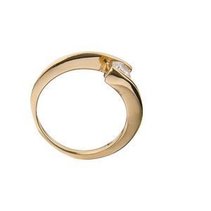 Bague Plaqué Or Zirconium 5mm Corps 1.5mm Au Plus Etroit Taille 56