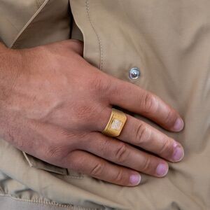 Chevalière Plaqué Or 13*15mm Zirconium 11.5mm Corps 5mm Au Plus Etroit Taille 64