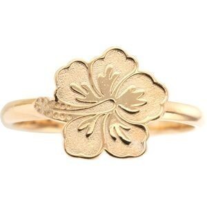 Bague Plaqué Or Hibiscus 11.5mm Corps 2mm Taille 56