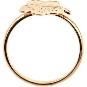 Bague Plaqué Or Hibiscus 11.5mm Corps 2mm Taille 56