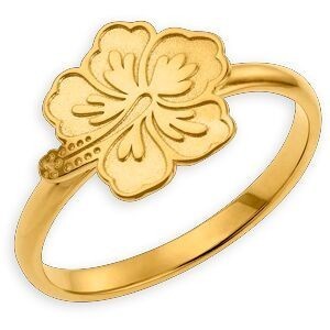 Bague Plaqué Or Hibiscus 11.5mm Corps 2mm Taille 58
