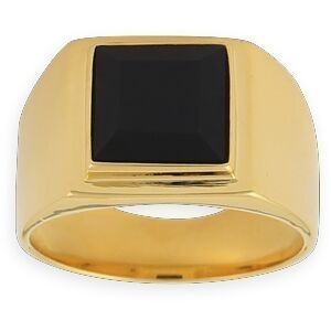 Chevalière Plaqué Or 12.5*13.5mm Onyx 10mm Corps 5mm Au Plus Etroit Taille 60